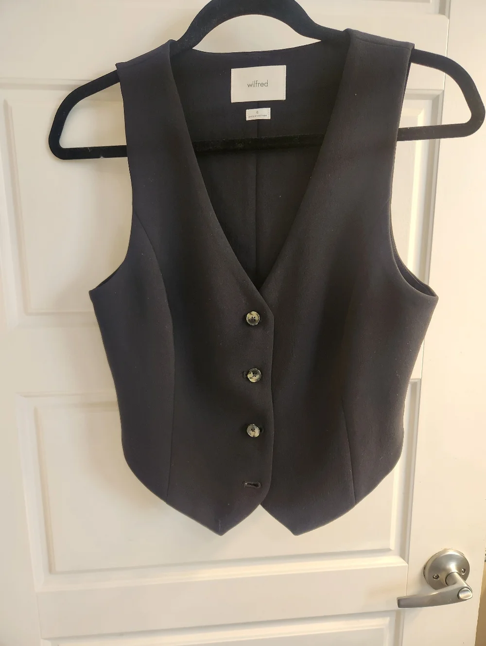 Wilfred (Aritzia) Black Button-Front Tailored Vest - Picture 1 of 6